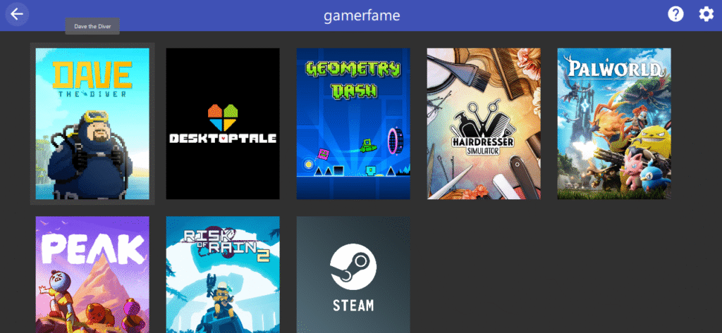 Showcasing the game selection screen on Moonlight
